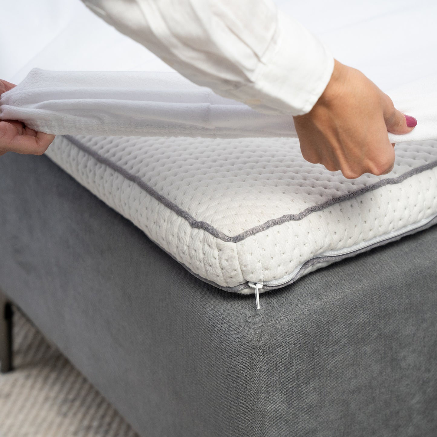 Topper hoeslaken premium molton dubbele split wit