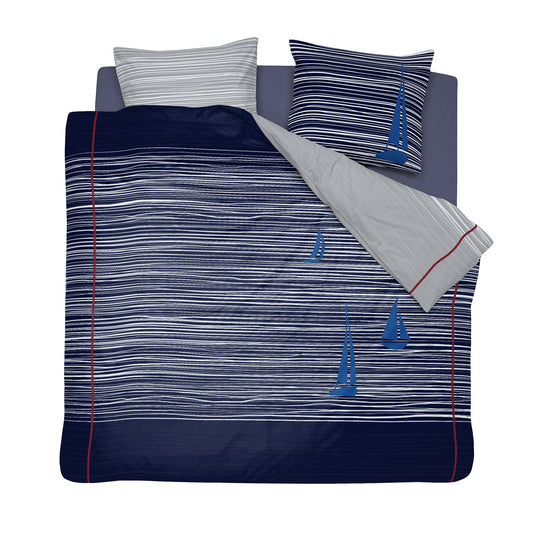 Boats dekbedovertrek katoen blauw