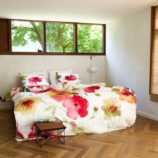 Flore dekbedovertrekset katoen roze
