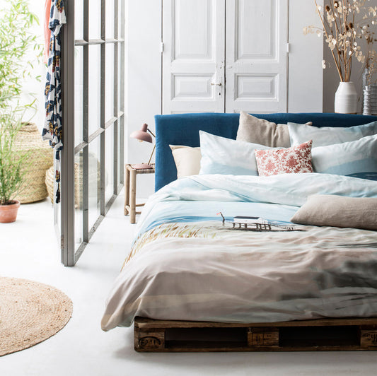 Ameland dekbedovertrek katoen-satijn blauw