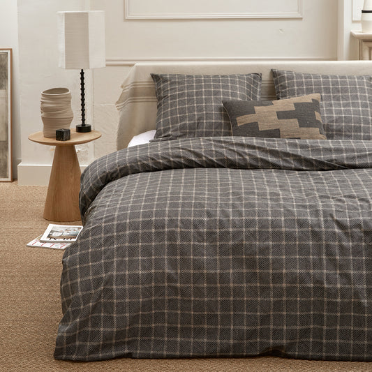 Brecht dekbedovertrek katoen antraciet